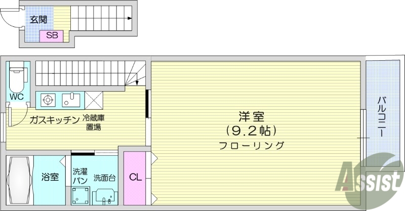 仙台市泉区北中山のアパートの間取り