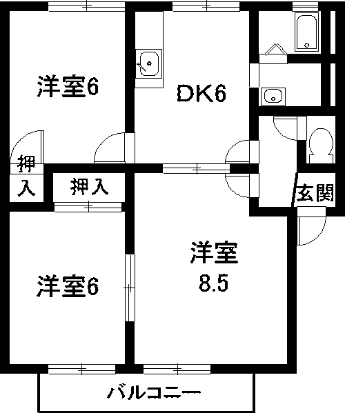 名古屋市中川区大当郎のアパートの間取り