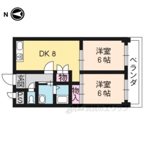 京都市南区吉祥院西浦町のマンションの間取り