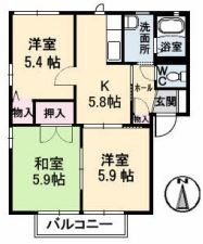 倉敷市児島田の口のアパートの間取り