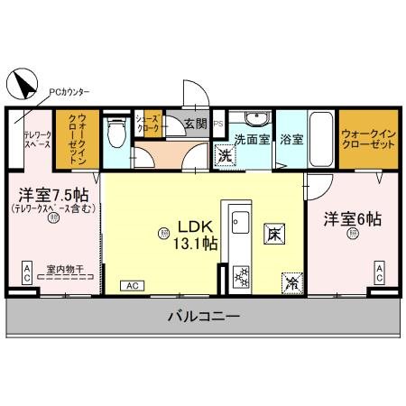 栗東市大橋のアパートの間取り