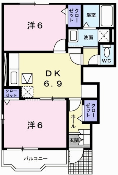 赤穂市六百目町のアパートの間取り