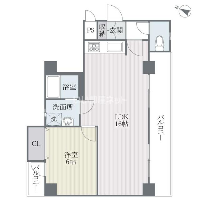 福岡市中央区薬院のマンションの間取り