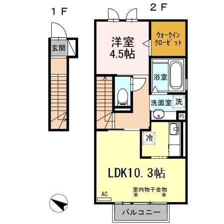 富士宮市三園平のアパートの間取り