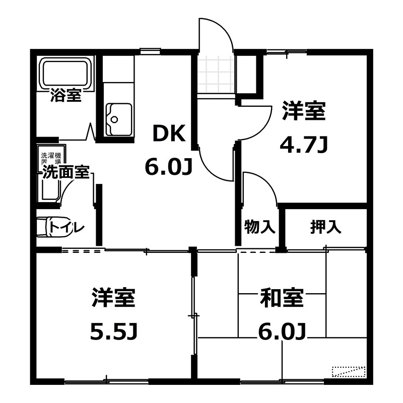 駅東ハイツＤ棟の間取り