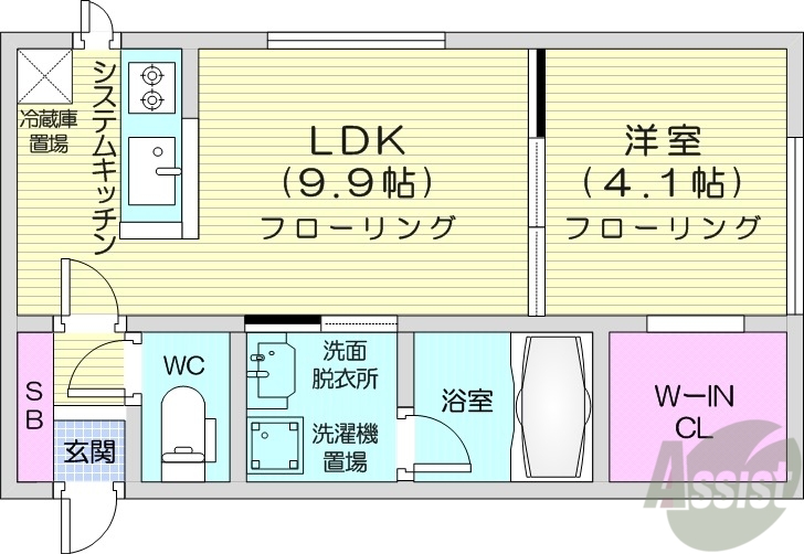 【札幌市豊平区月寒西三条のマンションの間取り】