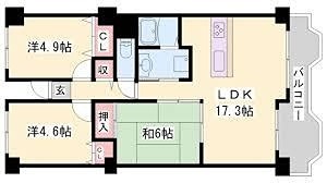 姫路市増位新町のマンションの間取り