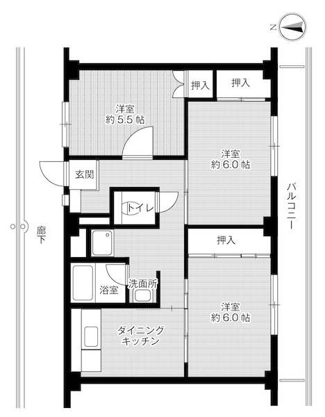 宝塚市山本丸橋のマンションの間取り