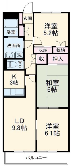 愛知郡東郷町清水のマンションの間取り