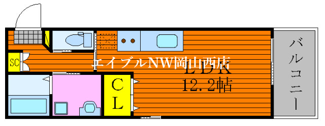 岡山市北区大和町のマンションの間取り