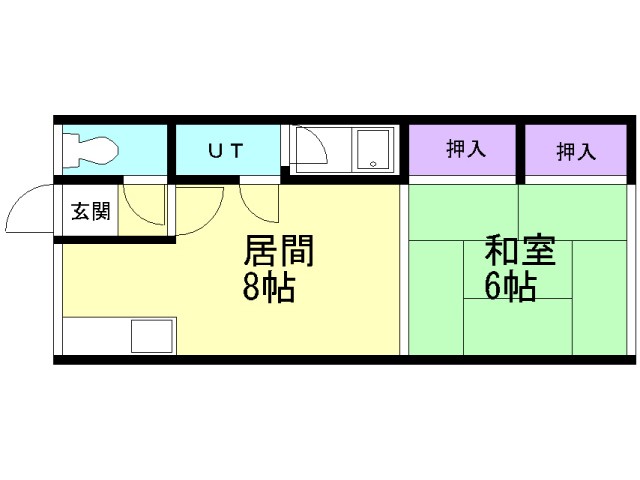 函館市万代町のアパートの間取り