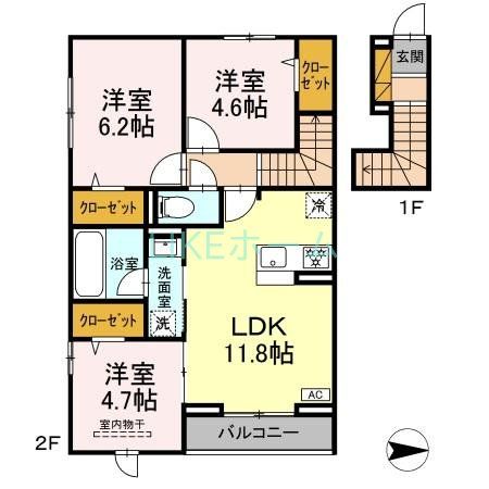 船橋市東船橋のアパートの間取り