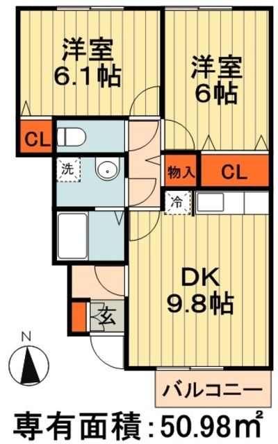 千葉市緑区あすみが丘東のアパートの間取り