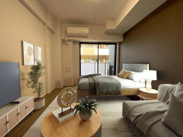 居室・リビング　AIによる家具家電付き写真になります。