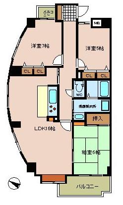 広島市安佐南区東原のマンションの間取り