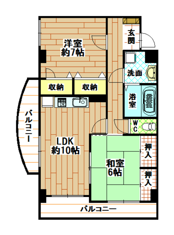 北九州市小倉北区熊本のマンションの間取り