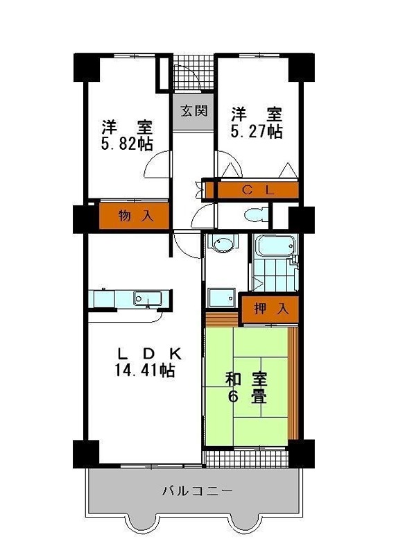 姫路市増位新町のマンションの間取り