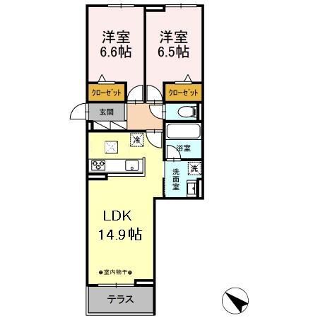 静岡市駿河区中田本町のアパートの間取り