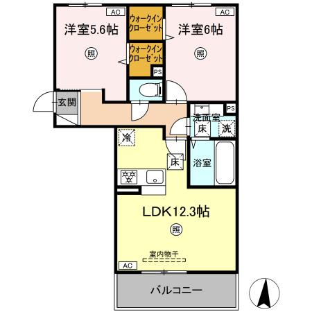 熊本市南区野田のアパートの間取り