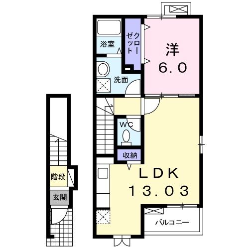 富士宮市田中町のアパートの間取り