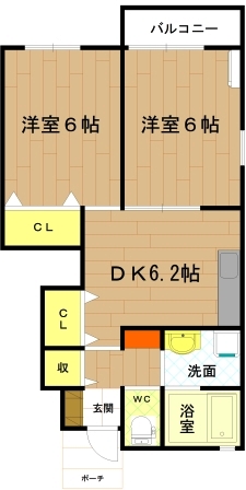 伊勢市鹿海町のアパートの間取り