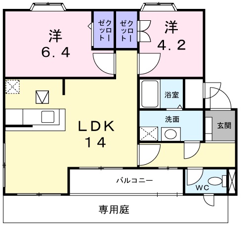 神戸市西区玉津町二ツ屋のマンションの間取り