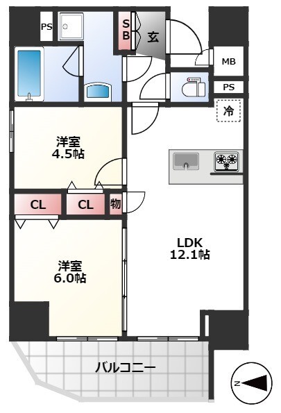 ルフレリバーサイド町屋の間取り