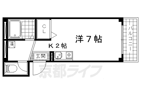 京都市山科区御陵鳥ノ向町のマンションの間取り