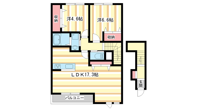 奈良市押熊町のアパートの間取り