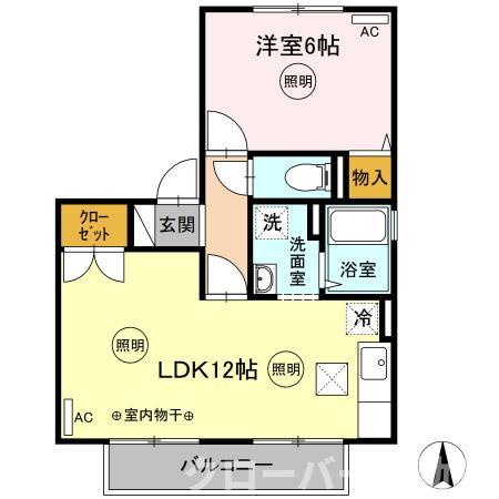 丸亀市土器町西のアパートの間取り