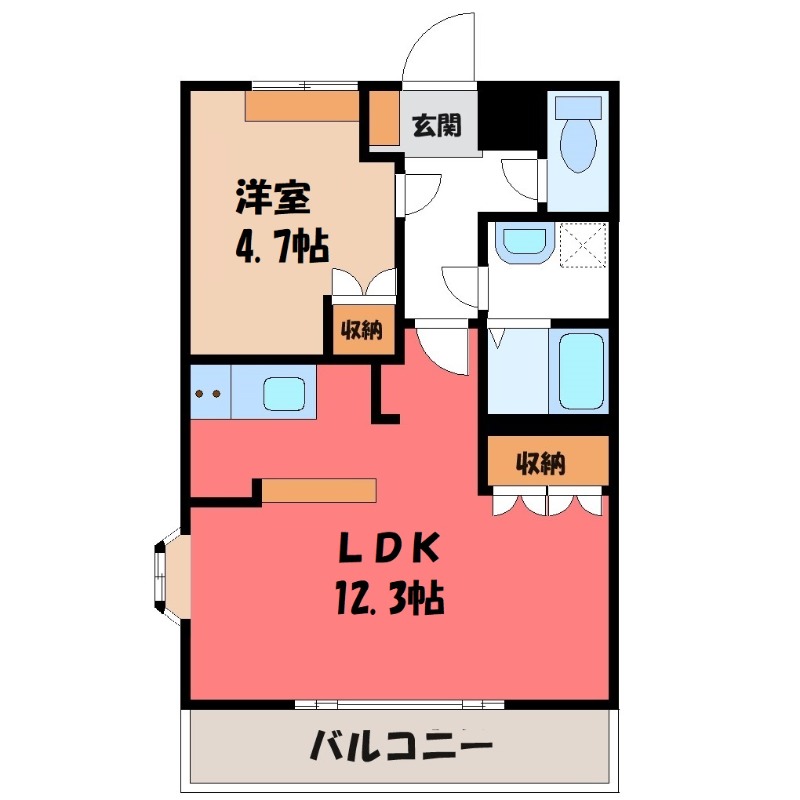 伊勢崎市西小保方町のアパートの間取り