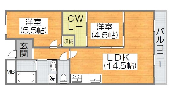 大阪市平野区平野南のマンションの間取り