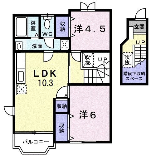 岩沼市本町のアパートの間取り