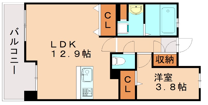 大野城市下大利のマンションの間取り