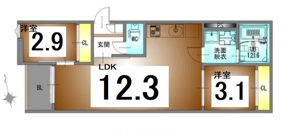 名古屋市中川区百船町のアパートの間取り