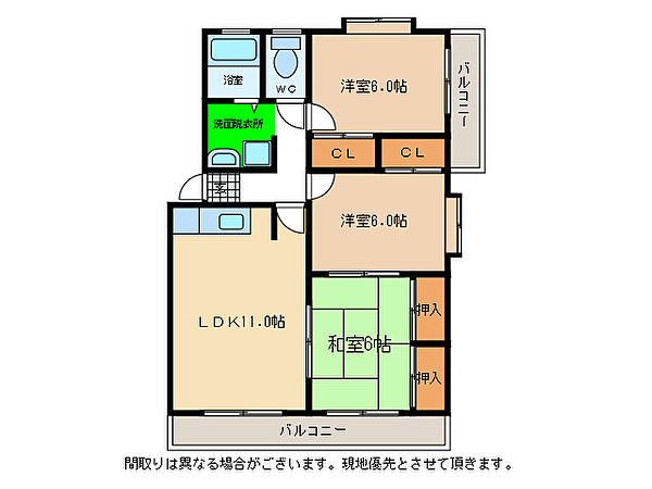 小松島市金磯町のマンションの間取り