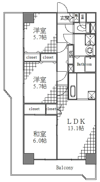 【江東区亀戸のマンションの間取り】