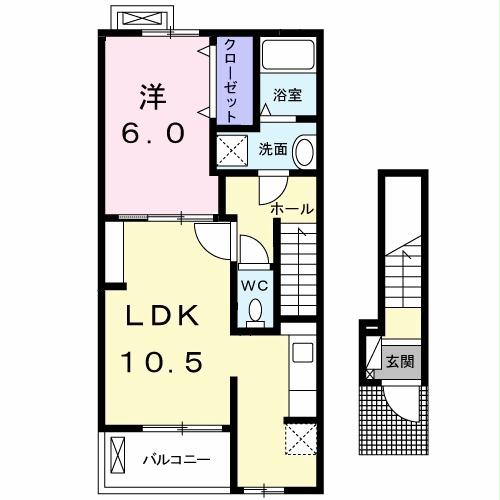 東大阪市花園西町のアパートの間取り