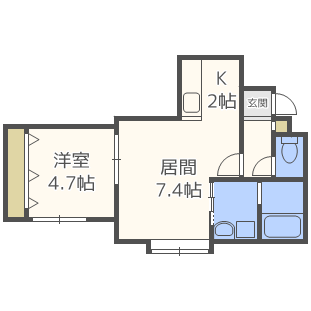 札幌市手稲区手稲本町三条のアパートの間取り