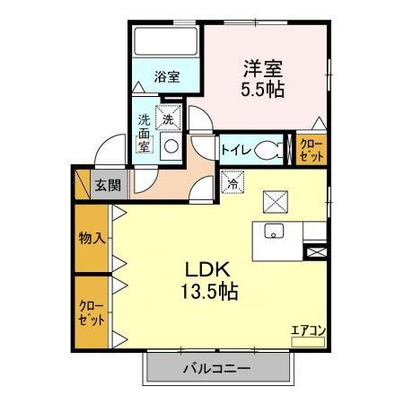 野田市五木新町のアパートの間取り