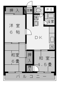 横浜市鶴見区岸谷のマンションの間取り