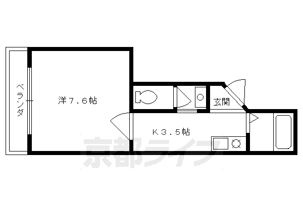 京都市左京区下鴨東本町のマンションの間取り