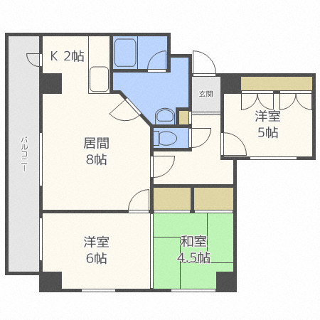 札幌市中央区南十三条西のマンションの間取り