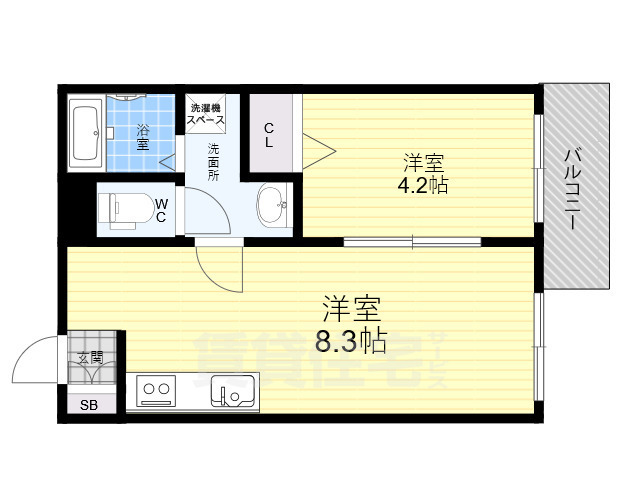 東大阪市東石切町のアパートの間取り