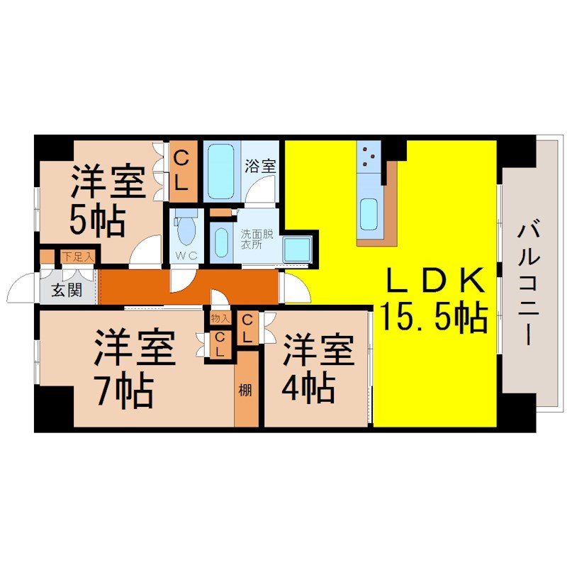 名古屋市中区千代田のマンションの間取り