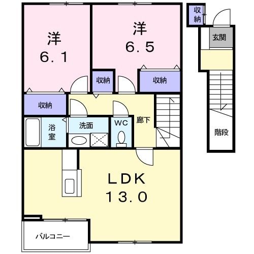 舞鶴市田中町のアパートの間取り