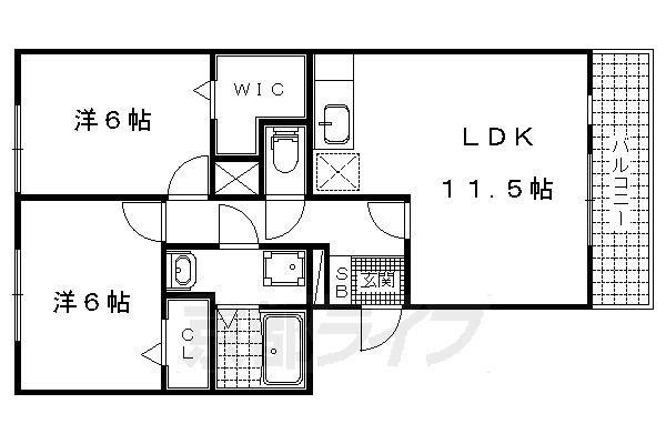 大津市大萱のアパートの間取り