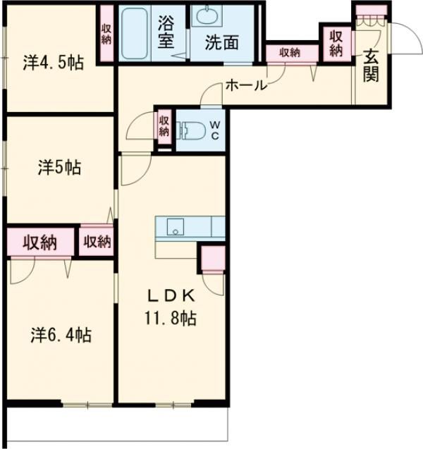 綾部市井倉新町のマンションの間取り