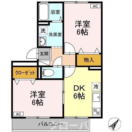 綾歌郡宇多津町浜五番丁のアパートの間取り