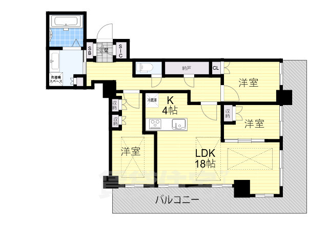 堺市堺区三国ヶ丘御幸通のマンションの間取り